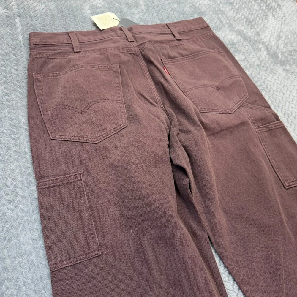 NWT Levi's Stay Loose Carpenter Pants Mens 34x30 Relaxed Burgundy Herringbone